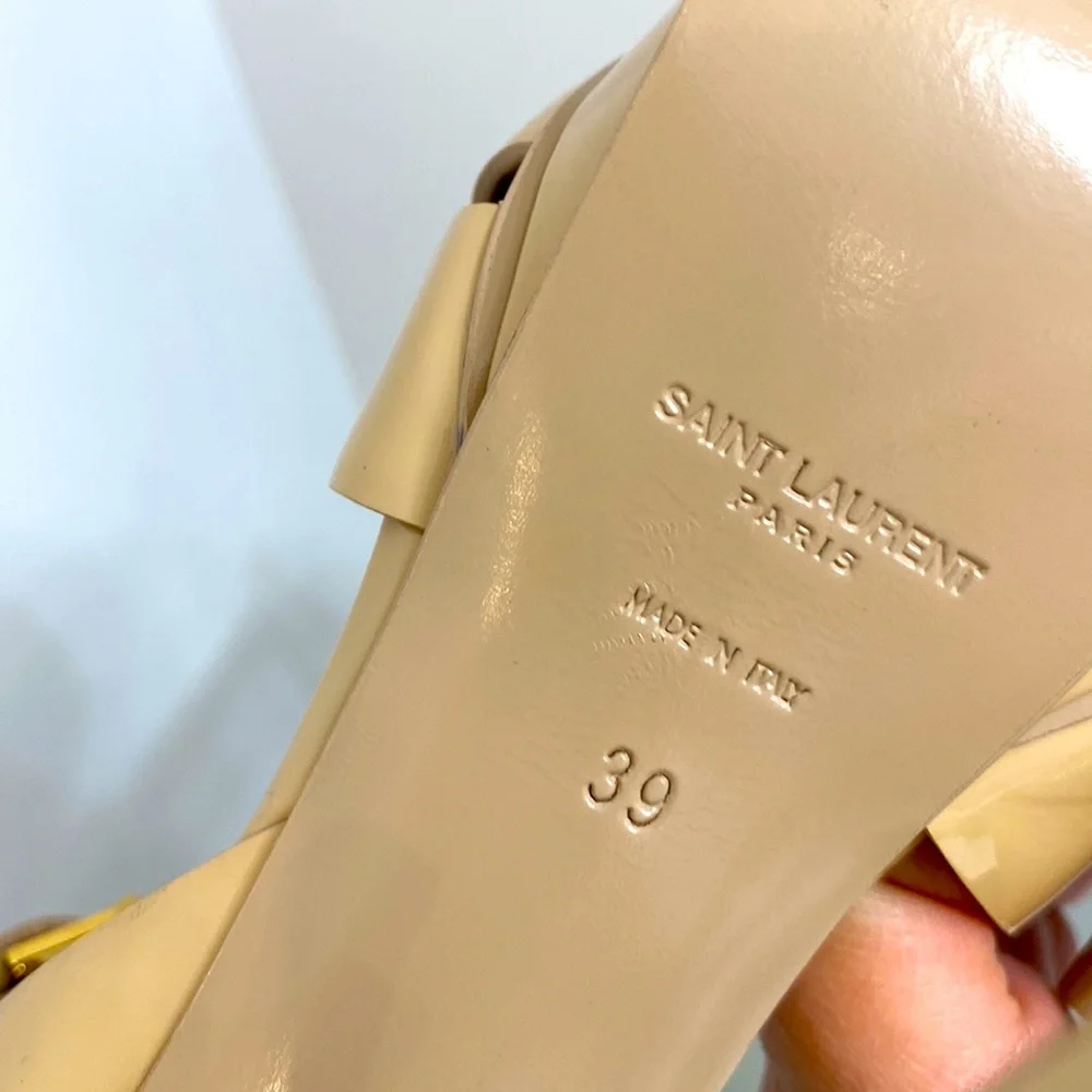 YSL Tribute Sandal Patent Leather Nude Color - Picture 5 of 7
